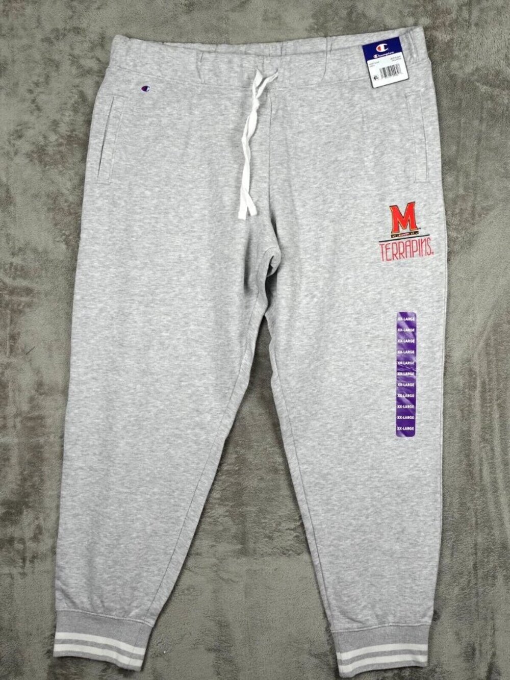 Maryland Terrapins Champion Jogger Men XXL Grey Pull on Drawstring Slash Pockets
